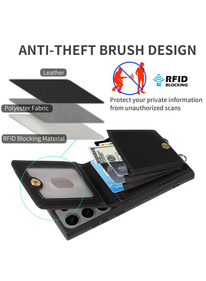 S-TOP Case For Samsung Galaxy S25 Ultra 5G Crossbody Lanyard Zipper Wallet Leather Phone Case - Image 5