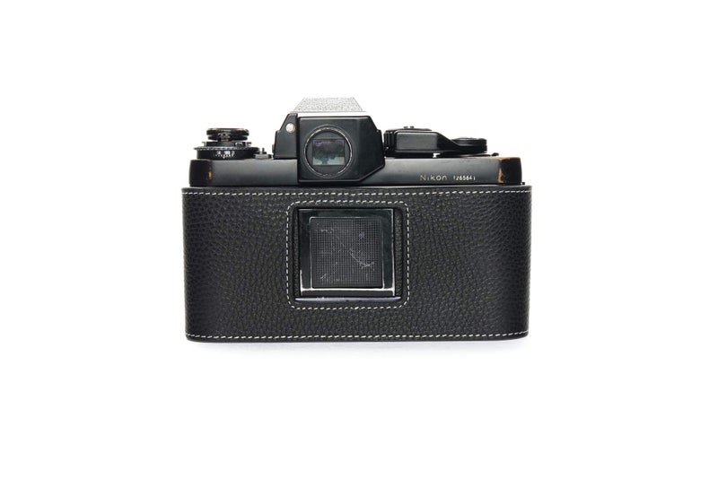 BolinUS Nikon F3 Case, BolinUS Handmade Genuine Real Leather Half Camera Case Bag Cover for Nikon F3 F3HP F3AF F3T Camera with Hand Strap (Black) - Image 2
