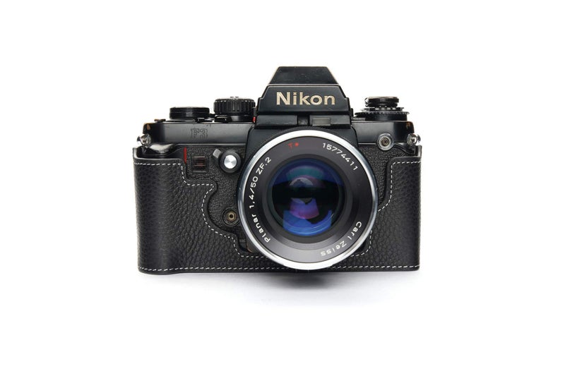 BolinUS Nikon F3 Case, BolinUS Handmade Genuine Real Leather Half Camera Case Bag Cover for Nikon F3 F3HP F3AF F3T Camera with Hand Strap (Black) - Image 1