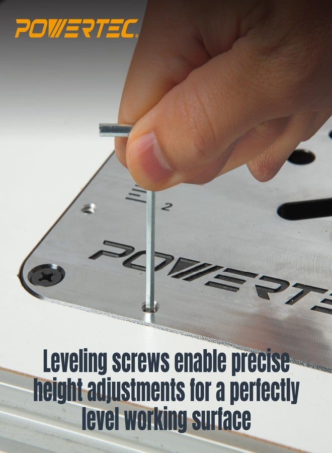 باورتيك لوحة إدخال طاولة التوجيه المصنوعة من الألومنيوم من POWERTEC مع حلقات تخفيض، ومسامير تسوية، ودبوس بدء - متوافقة مع Bosch وDeWalt وMakita وغيرها من العلامات التجارية لأعمال النجارة باستخدام طاولات التوجيه (71850) - Image 5
