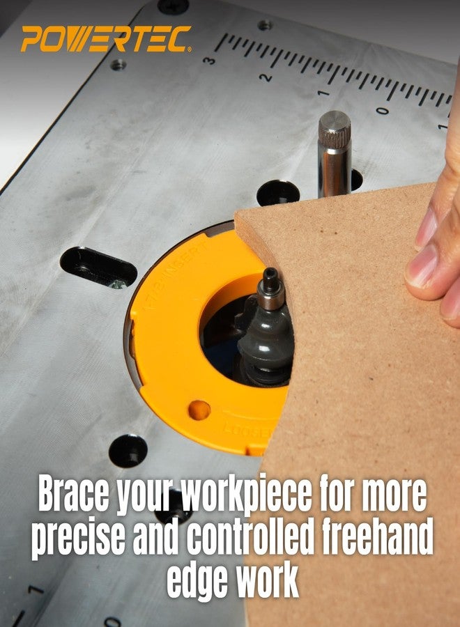 باورتيك لوحة إدخال طاولة التوجيه المصنوعة من الألومنيوم من POWERTEC مع حلقات تخفيض، ومسامير تسوية، ودبوس بدء - متوافقة مع Bosch وDeWalt وMakita وغيرها من العلامات التجارية لأعمال النجارة باستخدام طاولات التوجيه (71850) - Image 4