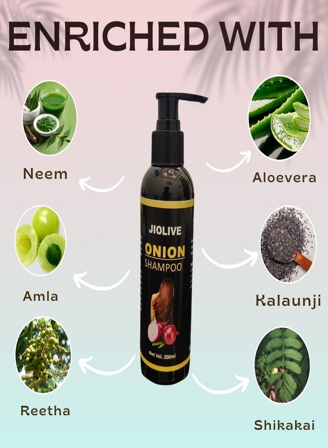 JIOLIVE Homemade Onion shampoo for Men and Women - Natural Hair Care for Strong and Beautiful Tresses | Onion Shampoo for Hair Growth & Hair Fall Control - 200ML - Image 4