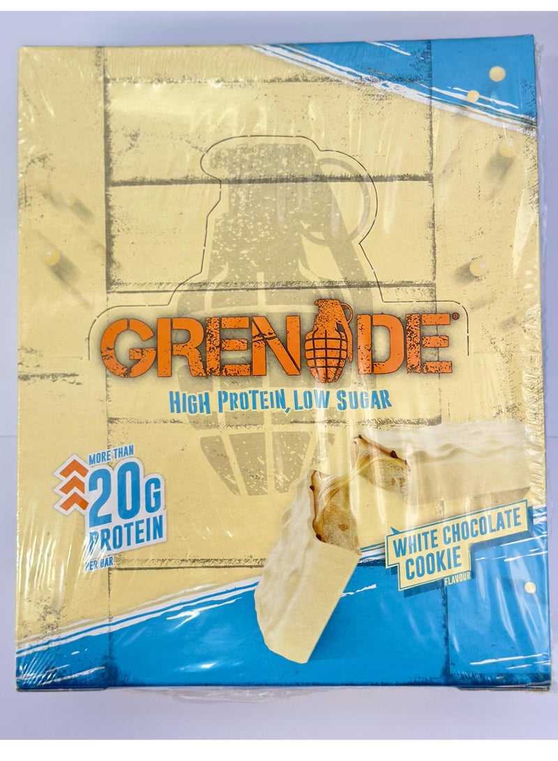 جريناد لوح كوكيز الشوكولاتة البيضاء عالي البروتين ومنخفض السكر، عبوة من 12 قطعة، 60 جرام - Image 1