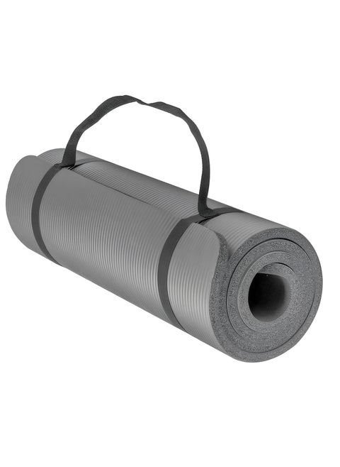 Fittex Tough Non-Slip 10mm Thick Yoga Mat with Carry Strap 188 x 61 x 1 cm Grey
