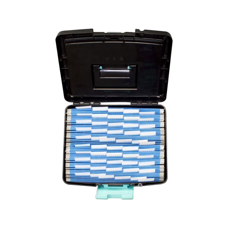 Storex File Storage Box with XL Storage Lid, 10-7/8 x 13-1/4 x 11 Inches, Black/Teal - Image 5