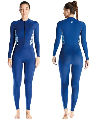 Skyone Diving Skins for Women Men, Thin Wetsuits Swimsuit Full Body Rash Guard, UV Protection Long Sleeve Wet Suit Dive Skin, One Piece Quick Dry Scuba Skin for Surfing (Women Blue, Large) - Image 2
