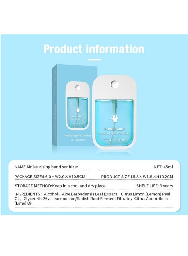 Power Mist Hydrating Hand Sanitizer Spray, (45ml), Portable with Aloe Barbadensis Leaf Extract and Citrus Limon Peel Oil, Gentle on Skin for Daily Hand Hygiene - Image 2