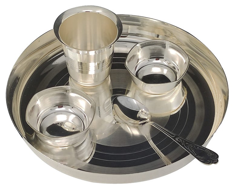 BENGALEN طقم عشاء للأطفال من BENGALEN مطلي بالفضة 8 إنش لمناسبة أنابراشان سانسكار هدية للبنات والأولاد والأطفال هدايا زينة عيد الميلاد والعودة إلى المنزل - Image 4