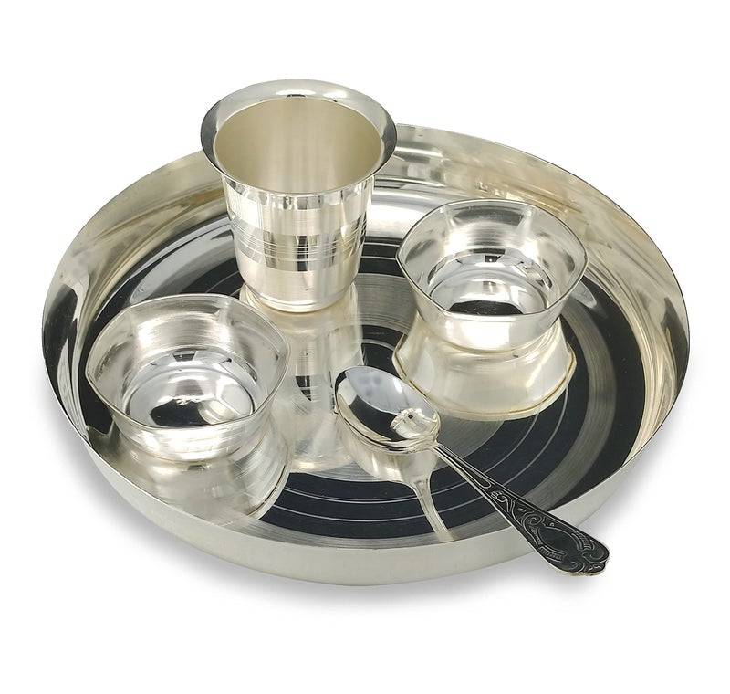 BENGALEN طقم عشاء للأطفال من BENGALEN مطلي بالفضة 8 إنش لمناسبة أنابراشان سانسكار هدية للبنات والأولاد والأطفال هدايا زينة عيد الميلاد والعودة إلى المنزل - Image 1