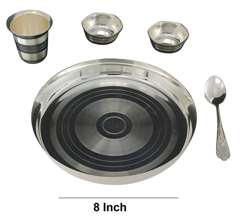 BENGALEN طقم عشاء للأطفال من BENGALEN مطلي بالفضة 8 إنش لمناسبة أنابراشان سانسكار هدية للبنات والأولاد والأطفال هدايا زينة عيد الميلاد والعودة إلى المنزل - Image 2