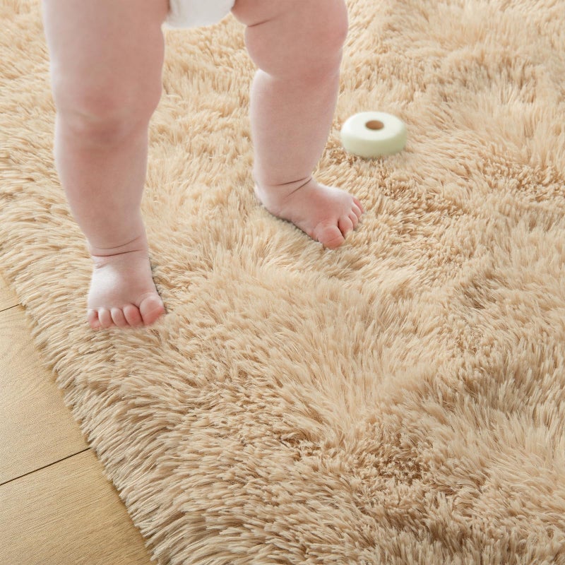 Przemy Fluffy Rug for Bedroom Living Room  4 x 6 Feet Beige Shag Area Rugs Soft Plush Fuzzy Carpet Throw Rug for Kids Room Girls Boys Dorm Nursery Indoor Home Decor - Image 4