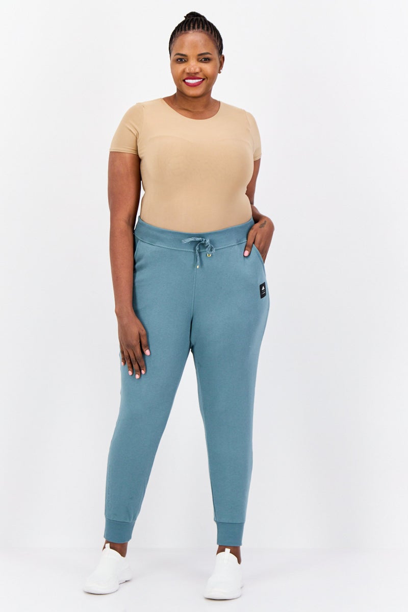 Adidas Women Plus Size Outdoor Jogger Pants, Sage Blue  - Image 4
