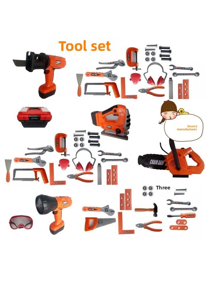 【Meng Xiaodi】 Boys Simulation Maintenance Electric Inertia Tools Pocket Set Manufacturers Directly Supply Play Toys-Color:5PCs Simulation Power Tool - Image 2