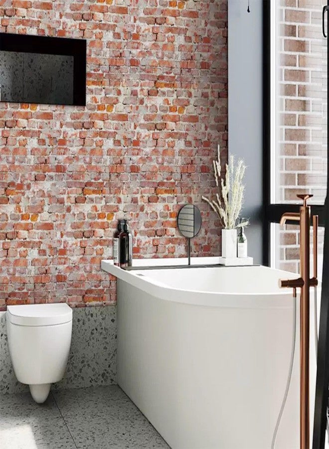 Attuslla 16 PCS Miniature Mini House Floor Tiles Self Adhesive Floor Tiles Faux 3D Brick Wall Paper Sticker for Mini House Decoration, 3.94 Inch (Red Brick A) - Image 2