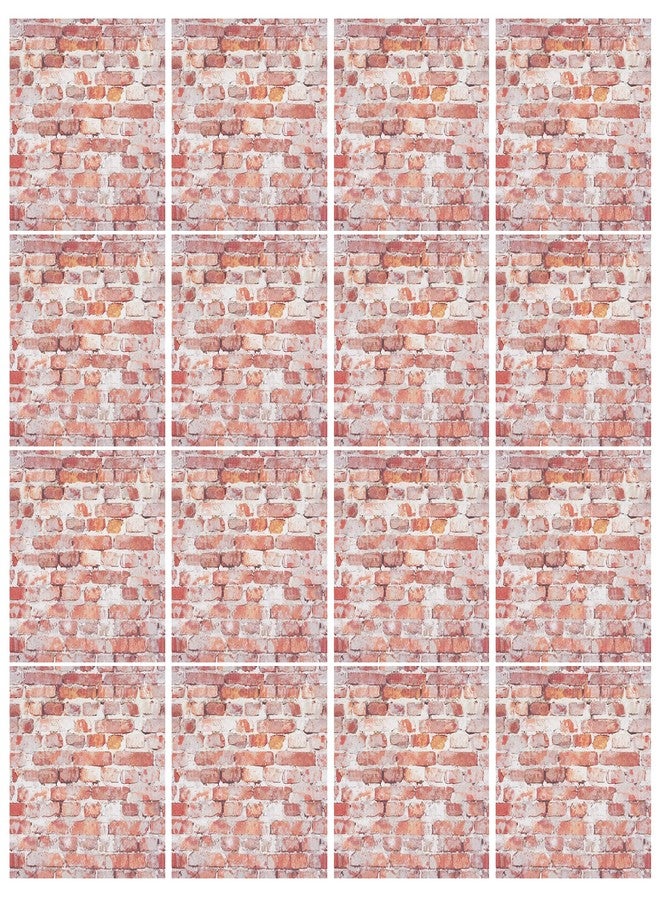 Attuslla 16 PCS Miniature Mini House Floor Tiles Self Adhesive Floor Tiles Faux 3D Brick Wall Paper Sticker for Mini House Decoration, 3.94 Inch (Red Brick A) - Image 1