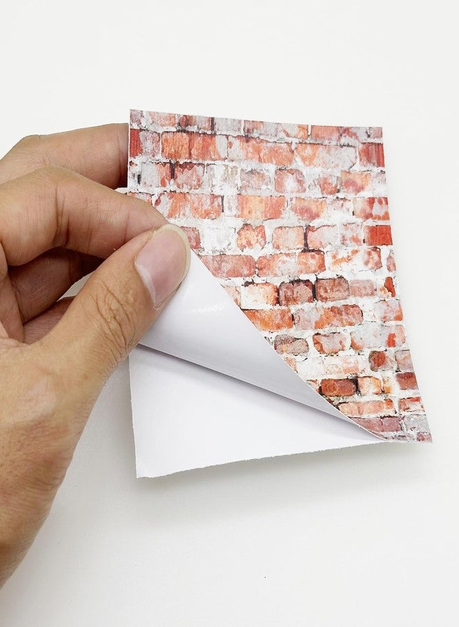 Attuslla 16 PCS Miniature Mini House Floor Tiles Self Adhesive Floor Tiles Faux 3D Brick Wall Paper Sticker for Mini House Decoration, 3.94 Inch (Red Brick A) - Image 4