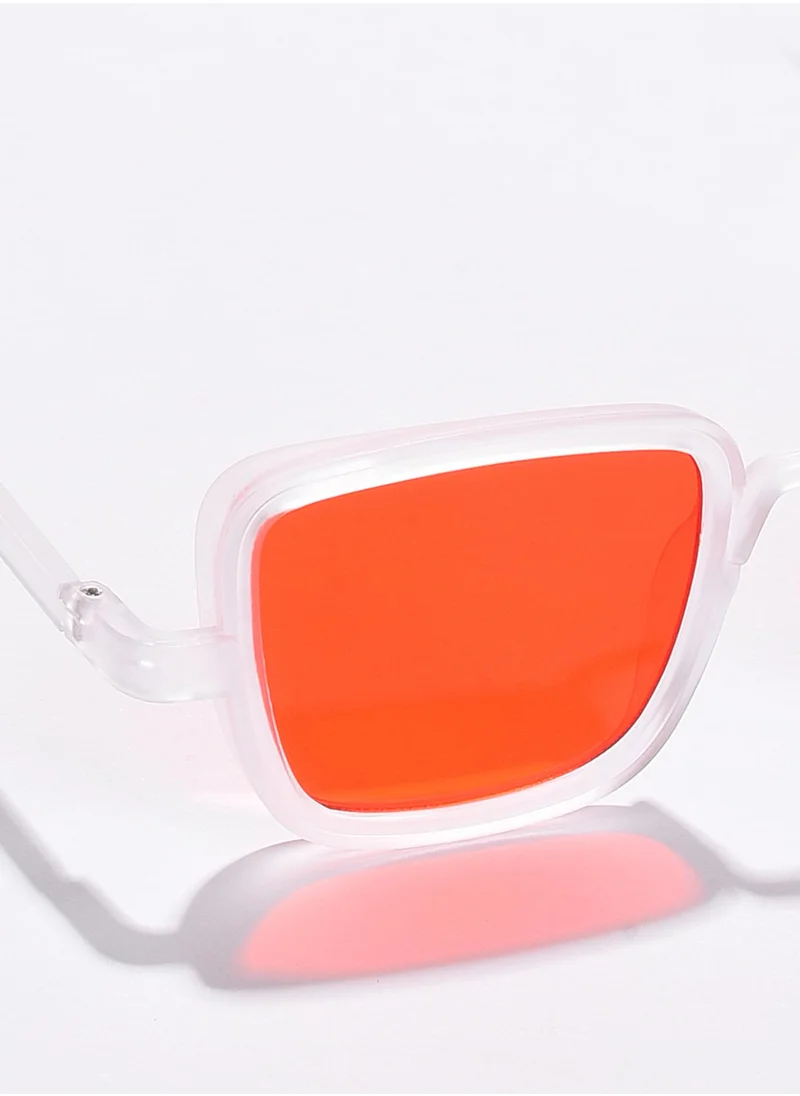Haute Sauce Orange Lens White Wayfarer Sunglasses