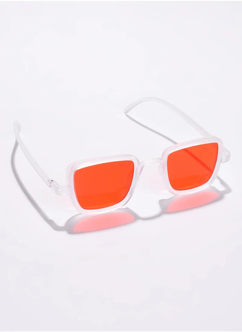 Haute Sauce Orange Lens White Wayfarer Sunglasses