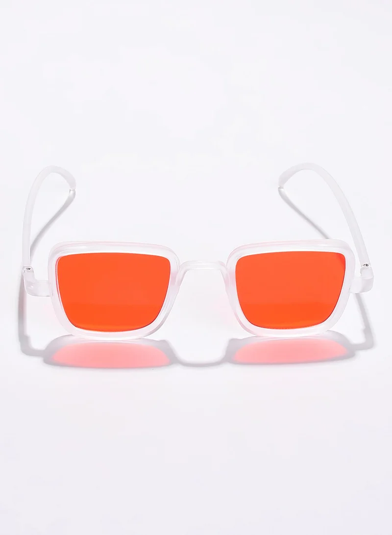 Haute Sauce Orange Lens White Wayfarer Sunglasses
