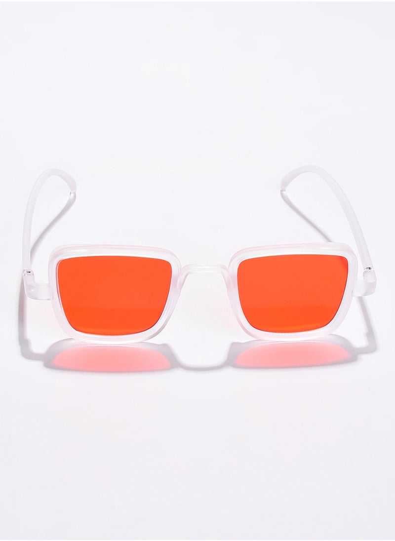 Haute Sauce Orange Lens White Wayfarer Sunglasses  - Image 3