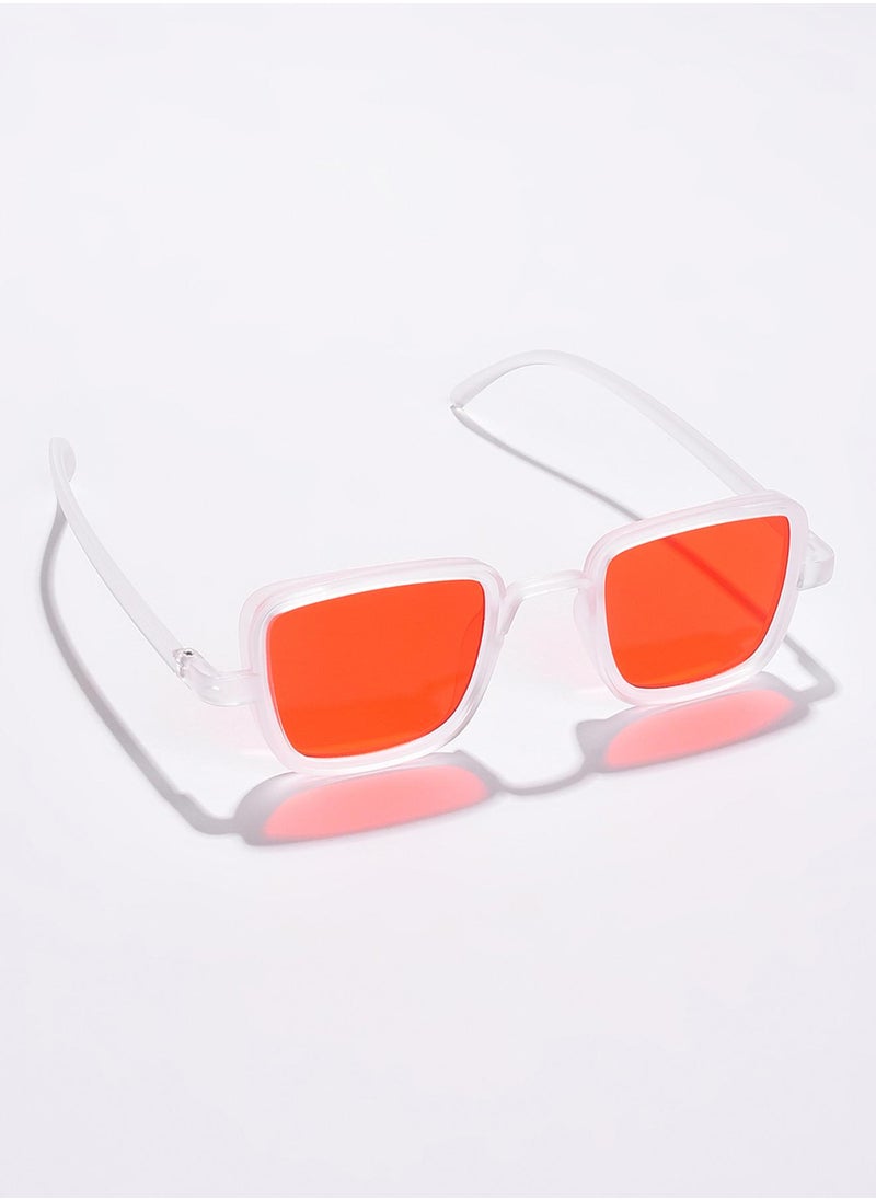 Haute Sauce Orange Lens White Wayfarer Sunglasses  - Image 1