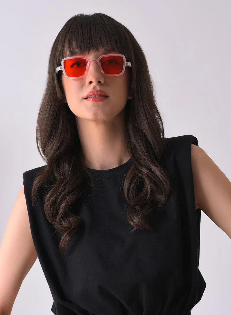 Haute Sauce Orange Lens White Wayfarer Sunglasses