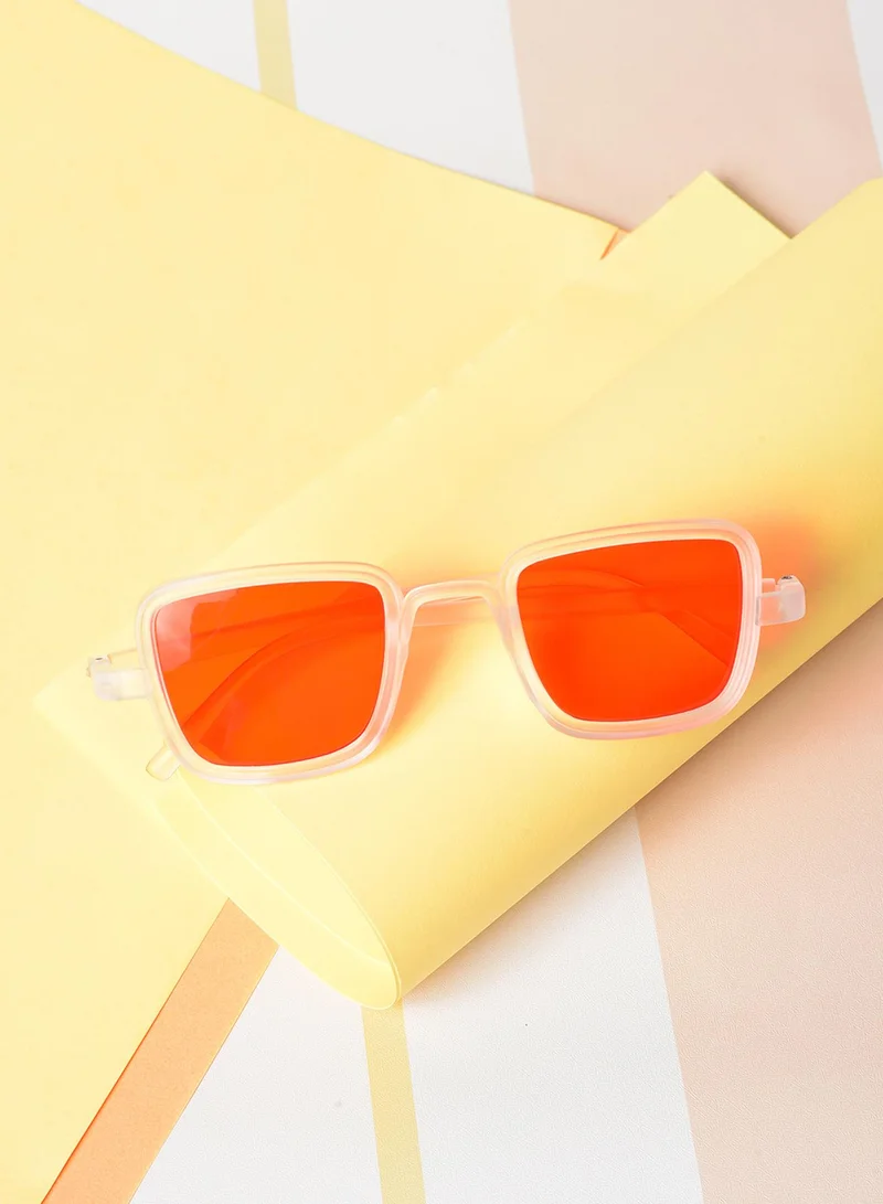 Haute Sauce Orange Lens White Wayfarer Sunglasses
