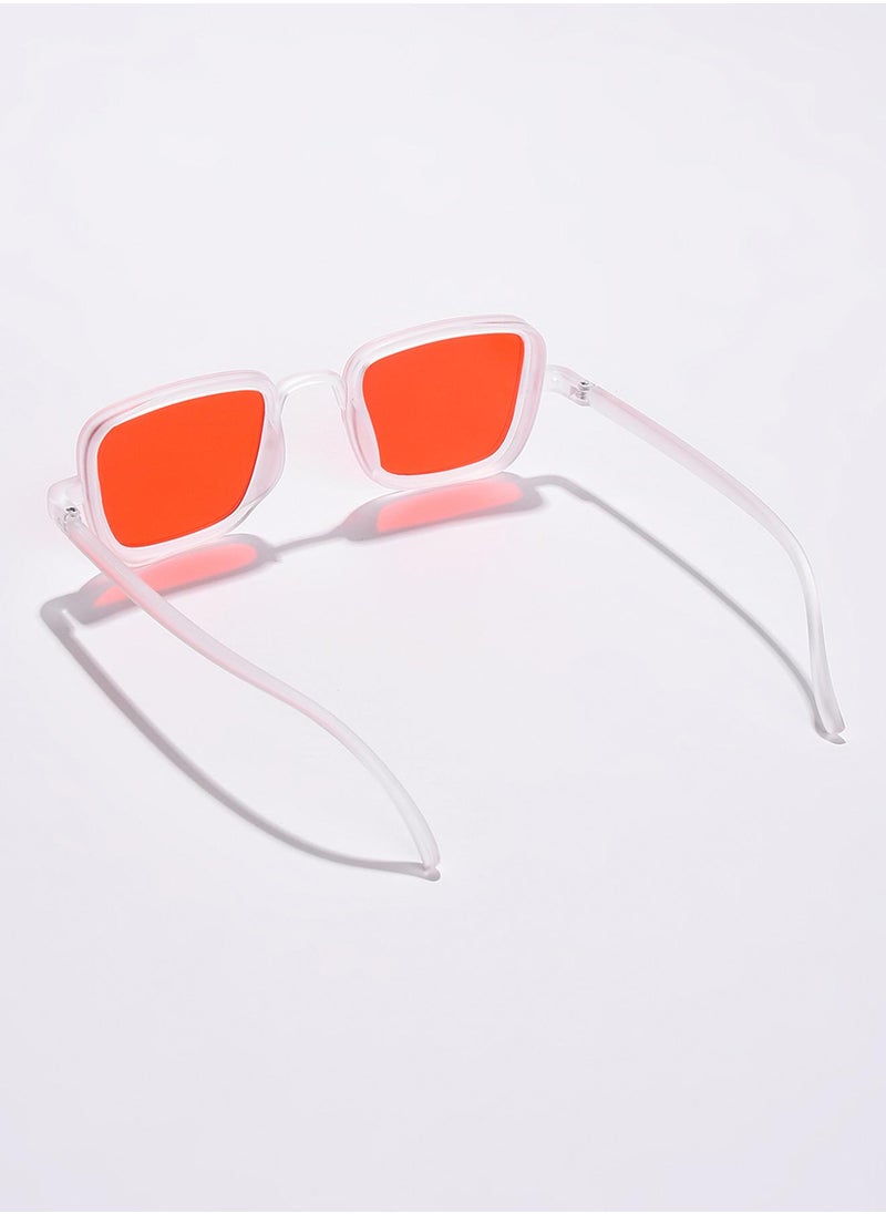 Haute Sauce Orange Lens White Wayfarer Sunglasses  - Image 4