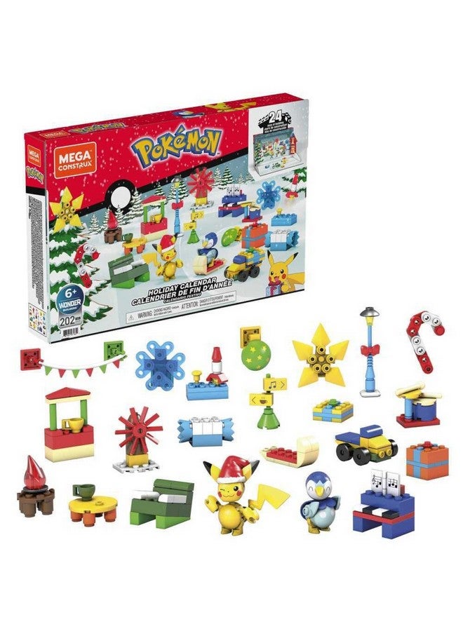 Mega Brands MEGA Pokémon Building Toys Set, Holiday Calendar with 202 Pieces, 2 Poseable Characters and Accessories, for Kids - Image 1