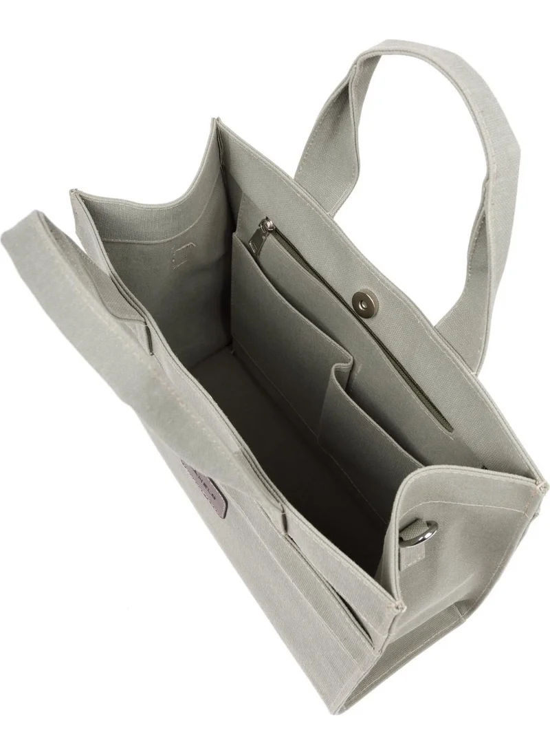 باهلس Matcha Latte Wash Effect Waxed Canvas Shoulder Bag with Strap