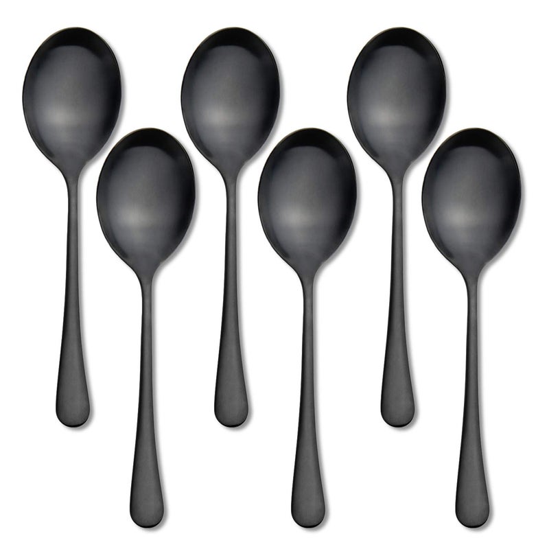 AOOSY Serving Spoons, Matte Black X-Large Spoons, 6 Pieces 9.8 Inches Serving Tablespoons, AOOSY Stainless Steel Solid Buffet Banquet Flatware Kitchen Basics Serving Spoon Big Ladle Spoon - Image 1