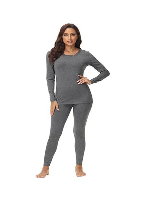 Thermal Underwear Sets High Stretch Moisture Wicking Ultra Soft Base Layer with Seamless Design Winter Top and Bottom Sets Thermal Underwear for Women Long Johns Womens Scoop Neck Long Sleeve  L