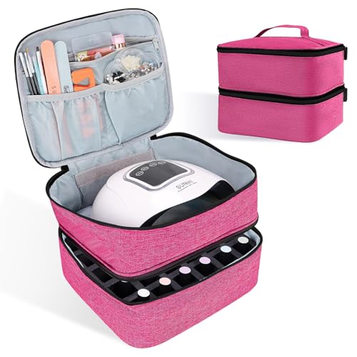 ALSLEA Nail Polish Organizer Holds 30 Bottles 15ml 05 floz Doublelayer Gel Nail Polish Kit Case Nail Holder for Nail Lamp Portable Nail Organizer and Storage for Nail Supplies Rose - Image 1