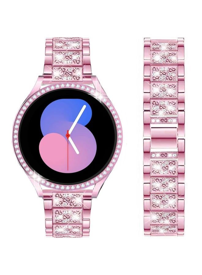 DEALELE Strap Compatible with Samsung Galaxy Watch 5 40mm / 44mm, 20mm Shiny Rhinestone Diamond Metal Bands with Protective Case Replacement for Galaxy Watch 4 40mm / 44mm Women Men, 44mm, Alloy Steel - Image 1