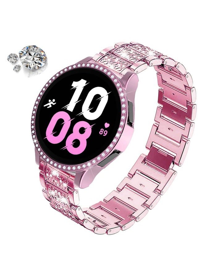 DEALELE Strap Compatible with Samsung Galaxy Watch 5 40mm / 44mm, 20mm Shiny Rhinestone Diamond Metal Bands with Protective Case Replacement for Galaxy Watch 4 40mm / 44mm Women Men, 44mm, Alloy Steel - Image 2