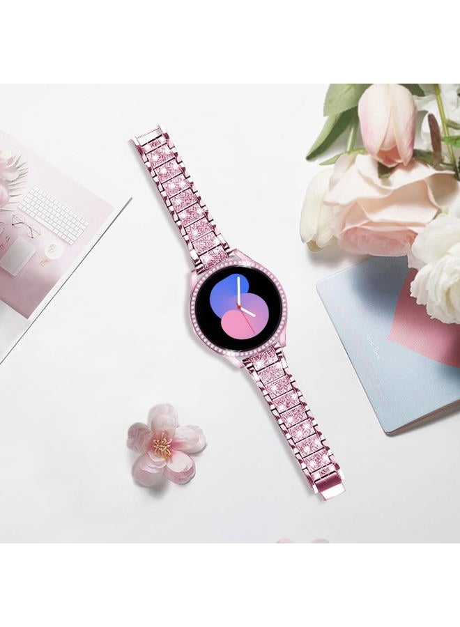 DEALELE Strap Compatible with Samsung Galaxy Watch 5 40mm / 44mm, 20mm Shiny Rhinestone Diamond Metal Bands with Protective Case Replacement for Galaxy Watch 4 40mm / 44mm Women Men, 44mm, Alloy Steel - Image 4