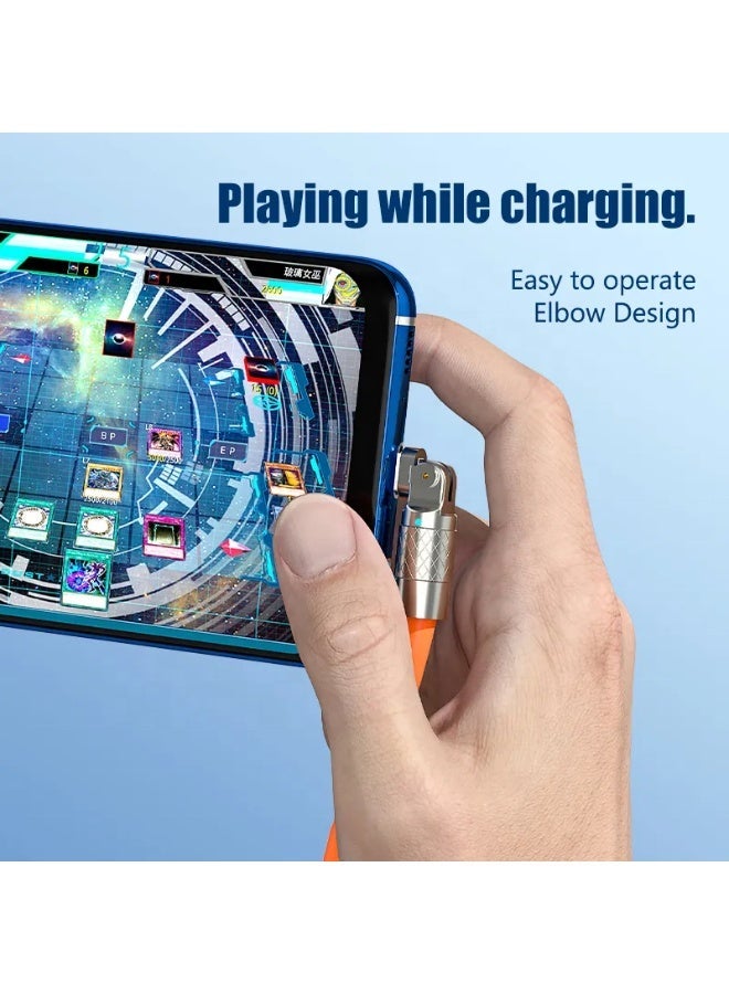 كابل شحن سريع USB إلى USB-C بزاوية 180 درجة، رأس يمين، شحن فائق السرعة، 2 متر، مثالي للهواتف المحمولة، نقل بيانات، لعب الألعاب أثناء الشحن - Image 4