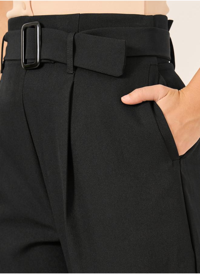 Styli High Rise Tapered Fit Belted Pants  - Image 3