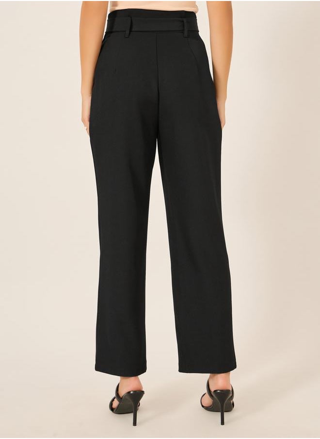 Styli High Rise Tapered Fit Belted Pants  - Image 4