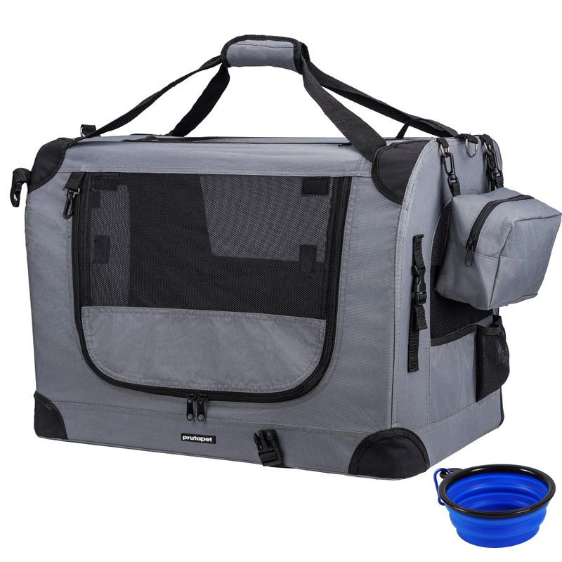 Prutapet Large Cat Carrier 24"x16.5"x16.5" Portable Dog Crate for Small Medium Dogs Collapsible Traveling Pet Crate with Collapsible Bowl - Image 1