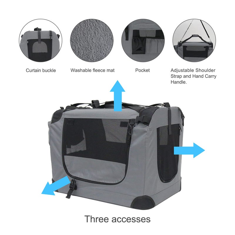 Prutapet Large Cat Carrier 24"x16.5"x16.5" Portable Dog Crate for Small Medium Dogs Collapsible Traveling Pet Crate with Collapsible Bowl - Image 4