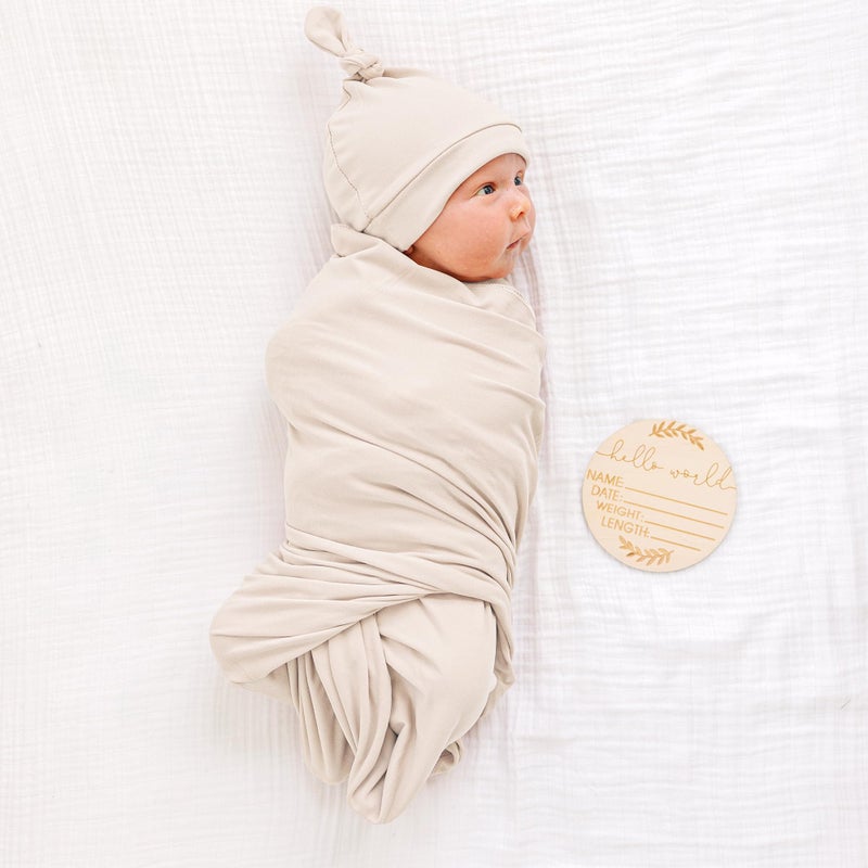 Konssy Baby Girl Newborn Receiving Blanket with Matching Headband and Beanie Set Baby Swaddle Nursery Swaddle Wrap - Image 2