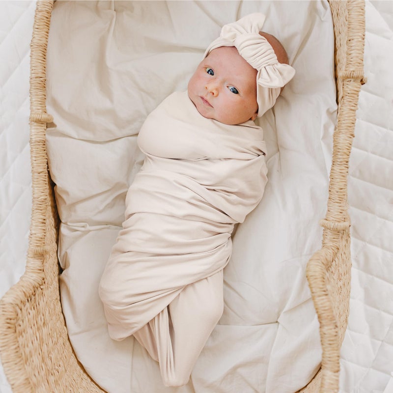 Konssy Baby Girl Newborn Receiving Blanket with Matching Headband and Beanie Set Baby Swaddle Nursery Swaddle Wrap - Image 3