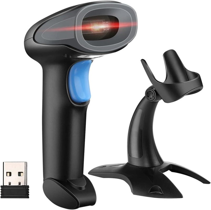 Barcode Scanner Bar Code Scanner Wireless 1D 2D Barcode Scanner 2.4G Wireless & USB Wired Cordless Rechargeable Scan for Supermarket, Convenience Store, Warehouse (Color : Black, Size : USB wi - Image 1