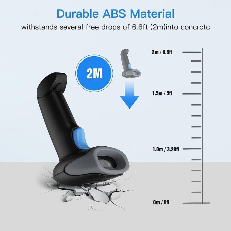 Barcode Scanner Bar Code Scanner Wireless 1D 2D Barcode Scanner 2.4G Wireless & USB Wired Cordless Rechargeable Scan for Supermarket, Convenience Store, Warehouse (Color : Black, Size : USB wi - Image 4