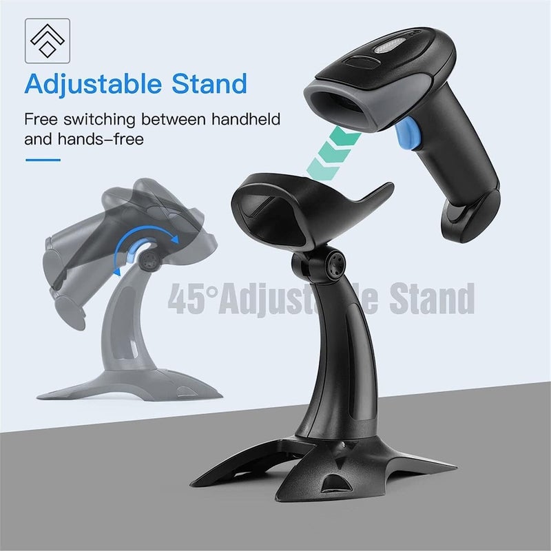 Barcode Scanner Bar Code Scanner Wireless 1D 2D Barcode Scanner 2.4G Wireless & USB Wired Cordless Rechargeable Scan for Supermarket, Convenience Store, Warehouse (Color : Black, Size : USB wi - Image 3
