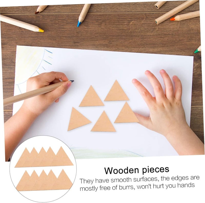 Healifty 15pcs Smooth Unfinished Wooden Triangle Slices for DIY Crafts Rustic Decoration Home Wedding Ornaments Painting Blanks Crafting Wood Pendants - Image 2