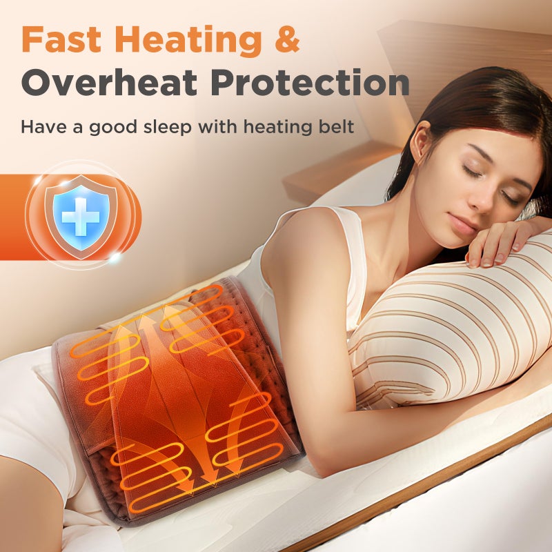 GroveMade Heating Belt, Electric Heating Waist Belt with Pocket, Fast 3-Second Heating Belt, 4 Timer Settings, 10 Temperature Levels (38-60°C), Adjustable Waist Support Belt for Back Pain Relief, Abdominal Warm Therapy, for Home and Office Use - Image 3