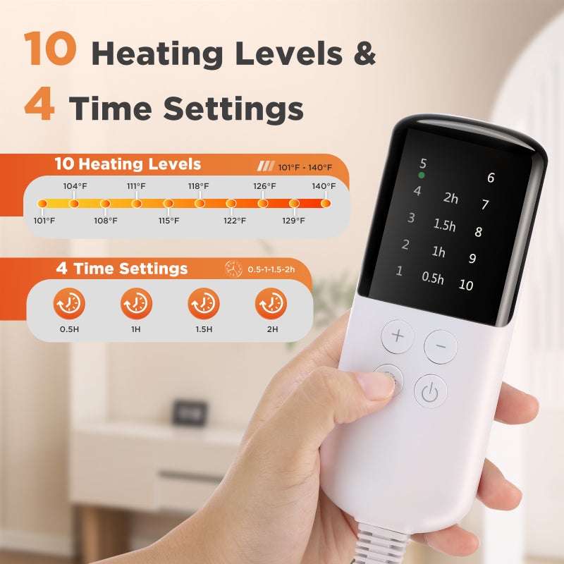 GroveMade Heating Belt, Electric Heating Waist Belt with Pocket, Fast 3-Second Heating Belt, 4 Timer Settings, 10 Temperature Levels (38-60°C), Adjustable Waist Support Belt for Back Pain Relief, Abdominal Warm Therapy, for Home and Office Use - Image 2