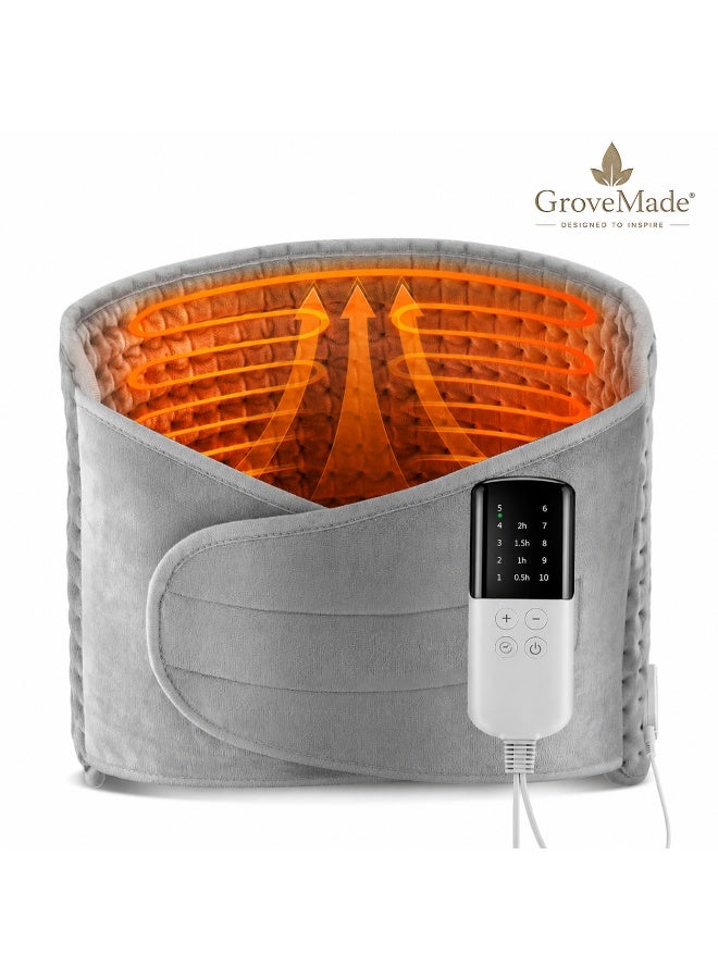 GroveMade Heating Belt, Electric Heating Waist Belt with Pocket, Fast 3-Second Heating Belt, 4 Timer Settings, 10 Temperature Levels (38-60°C), Adjustable Waist Support Belt for Back Pain Relief, Abdominal Warm Therapy, for Home and Office Use - Image 1